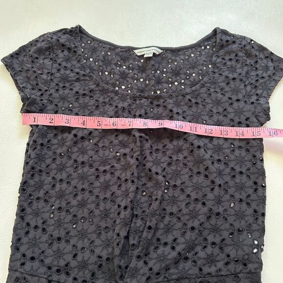 American Eagle Black Eyelet Twist Front Top Size S Boho Style - Picture 5 of 6